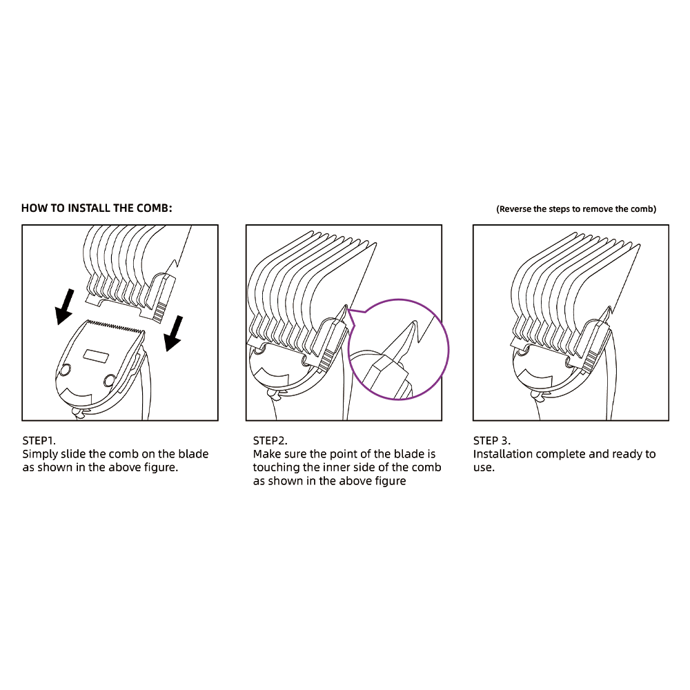 5-in-1 blade Stainless Steel Attachment Comb Kit - Image 6 | Pure Spaw