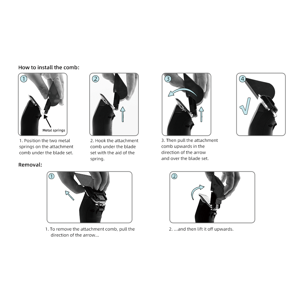 Professional Animal Stainless Steel Comb Set for A5-style Detachable Blade Clippers, Snap-On Size #10/15/30 for Pets, Dogs, Cats, and Horses (Not Compatible with 5-in-1 Blades) - Image 3 | Pure Spaw