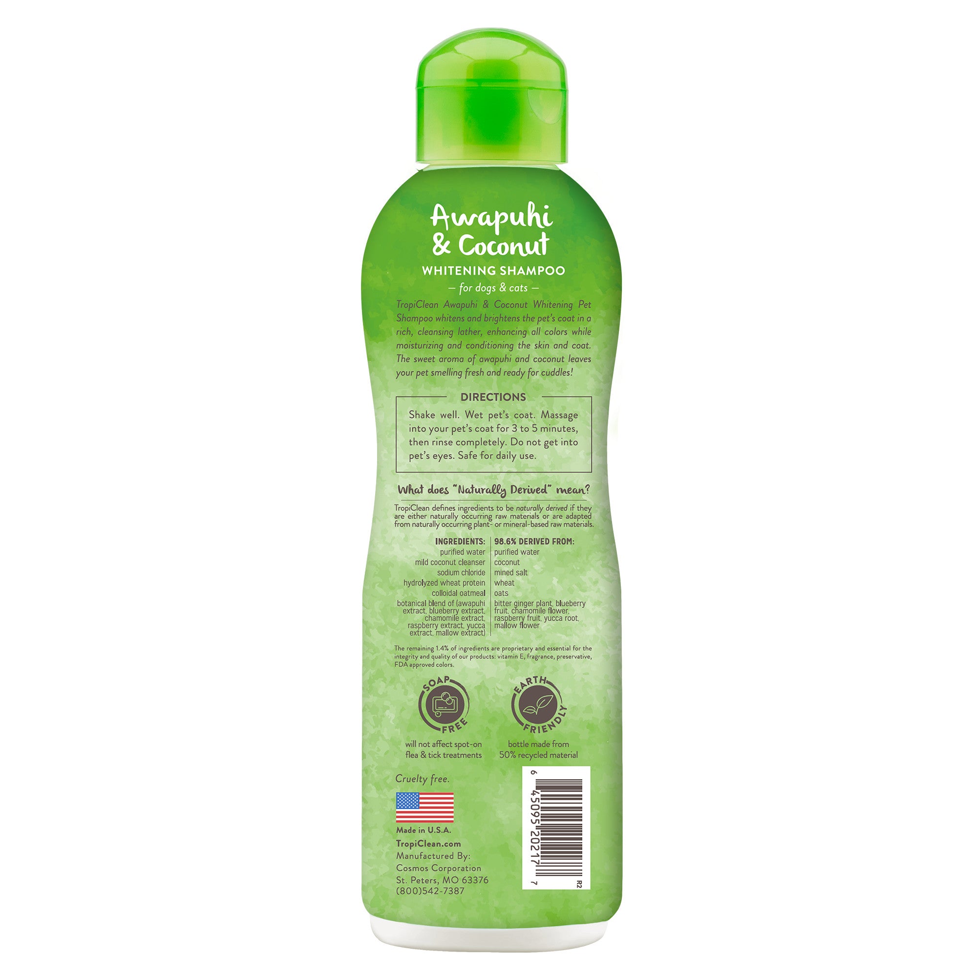 TropiClean Awapuhi Coconut Whitening Dog Shampoo for White Coats & All Coat Types | Natural Pet Shampoo Derived from Natural Ingredients | Cat Friendly | Made in the USA | 20 oz. - - Image 3 | Pure Spaw