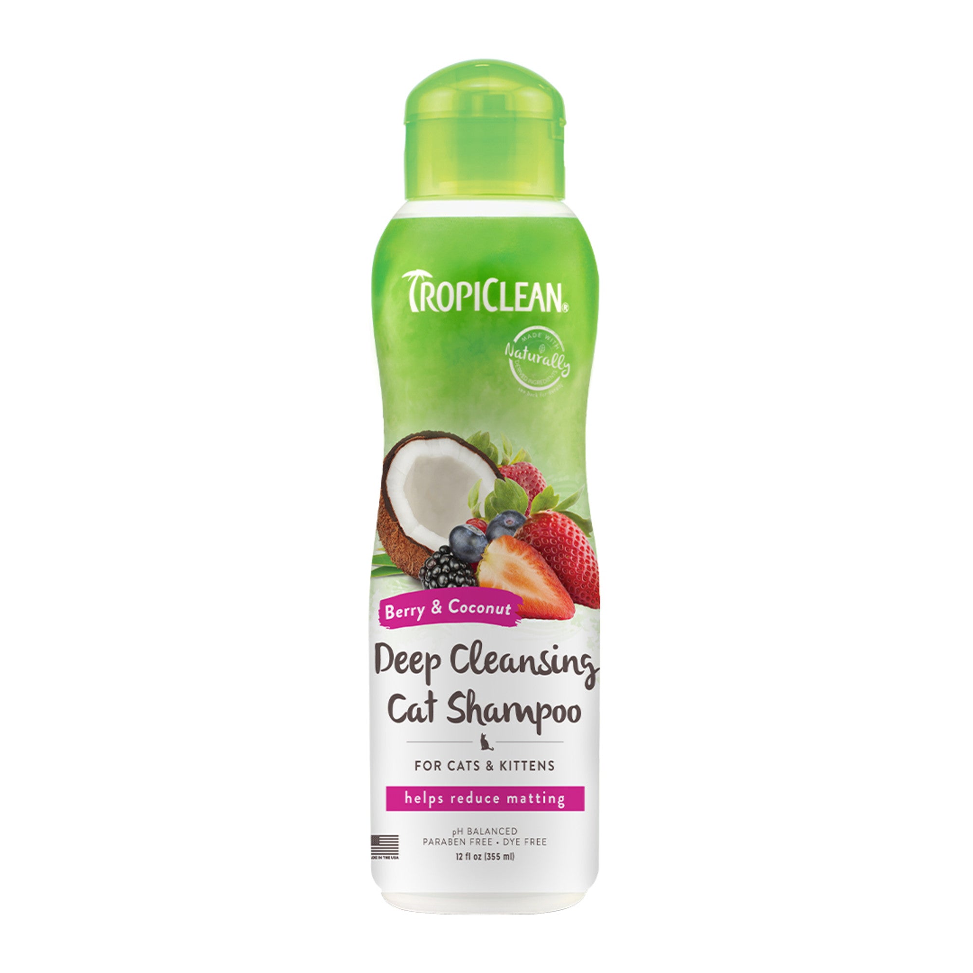 TropiClean Berry & Coconut Deep Cleansing Cat Shampoo | Kitten Shampoo Reduces Matting | Natural Shampoo Derived from Natural Ingredients | Made in The USA | 12 oz. - - Image 2 | Pure Spaw