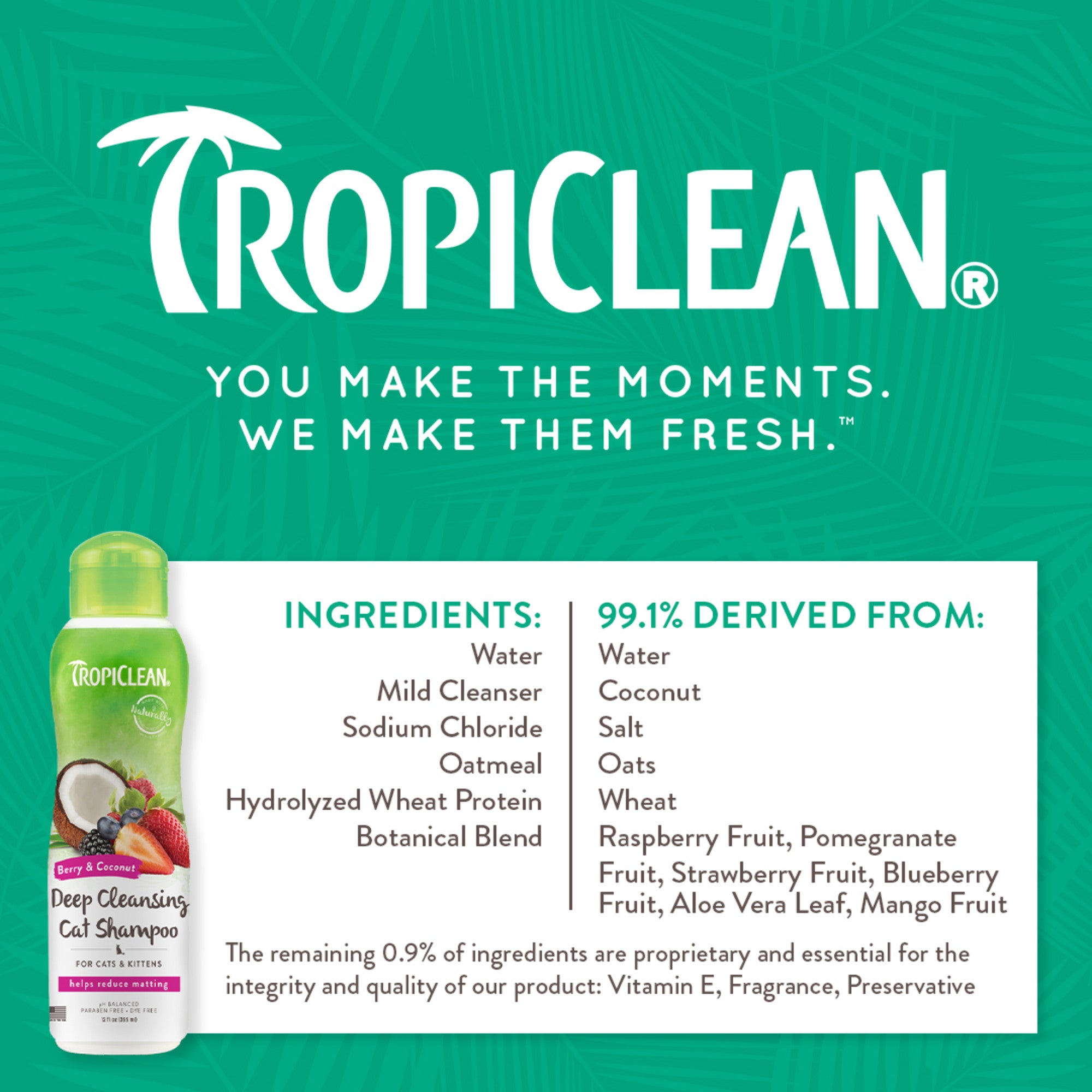 TropiClean Berry & Coconut Deep Cleansing Cat Shampoo | Kitten Shampoo Reduces Matting | Natural Shampoo Derived from Natural Ingredients | Made in The USA | 12 oz. - - Image 4 | Pure Spaw