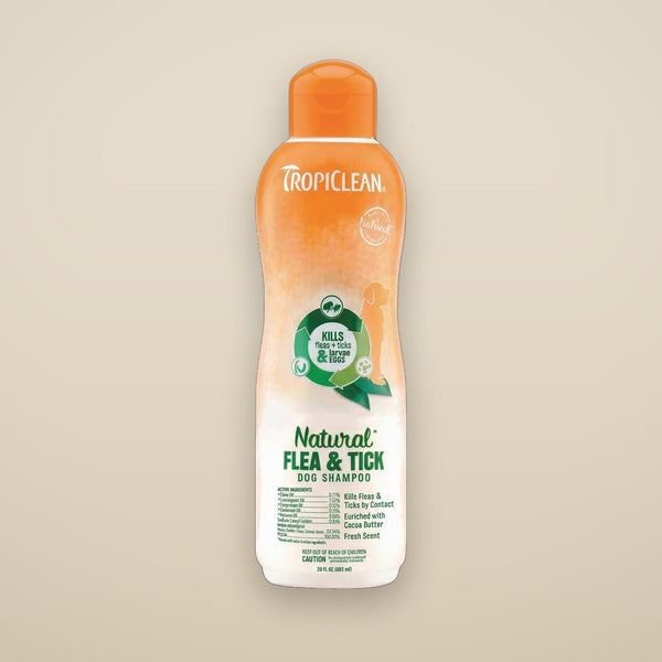 TropiClean Soothing Natural Flea and Tick Dog Shampoo | Natural Flea and Tick Prevention for Dogs | Made in the USA | 20oz -